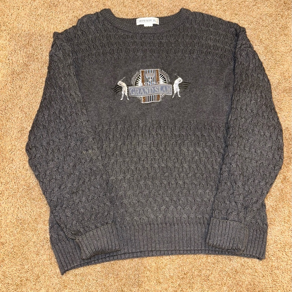 Gray Vintage Cable knit Grand slam sweater